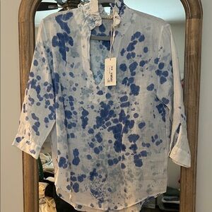 Elegant Blue and White Women's Blouse